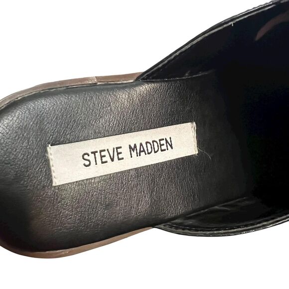 Steve Madden Loafers Shoes Mens Size 9.5 Black SWAVEY Horsebit Mule Slip-On - Picture 6 of 11